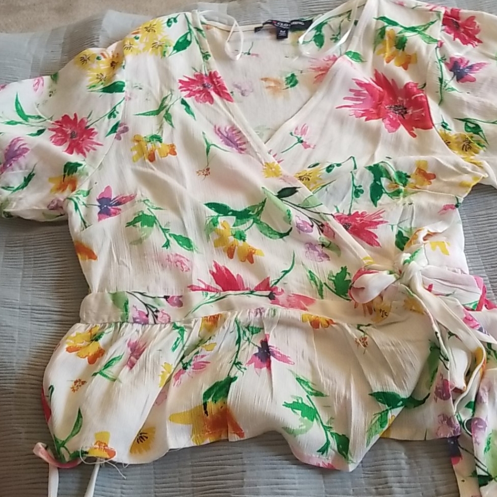 Floral Wrap Blouse